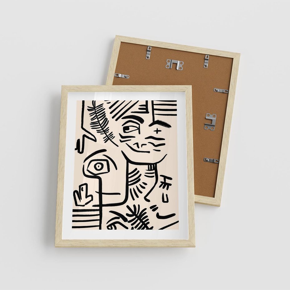 Plakat w ramie 40x50 - Ekspresyjne Odbicia Współczesności - abstrakcyjna grafika, minimalizm - rama drewno