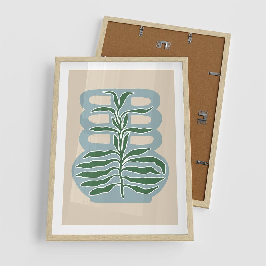 Plakat w ramie 50x70 - Wewnętrzne Spektrum - boho styl, wazon - rama drewno