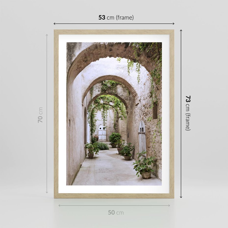 Plakat w ramie 50x70 - Urokliwa Zaułek - klimatyczna, uliczka - rama drewno