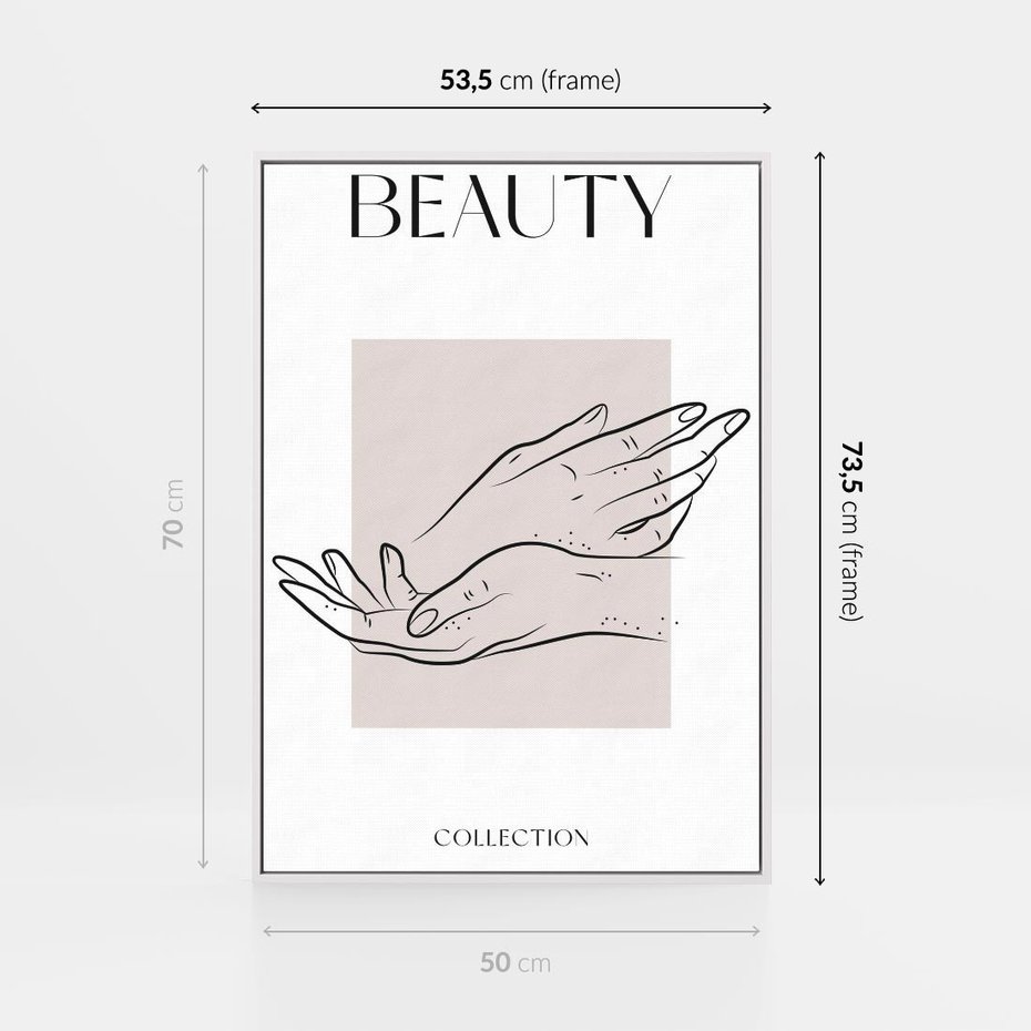 Obraz w ramie 50x70 - Wibracje Nieprzewidywalnych Form - bogo plakat, dłonie - rama biała