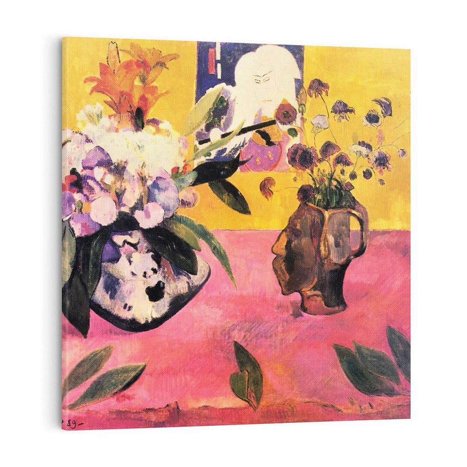 Obraz na płótnie 40x40 - Still Life with Head-Shaped Vase and Japanese Woodcut 1889, Paul Gauguin - Reprodukcja - reprodukcja, obraz na płótnie