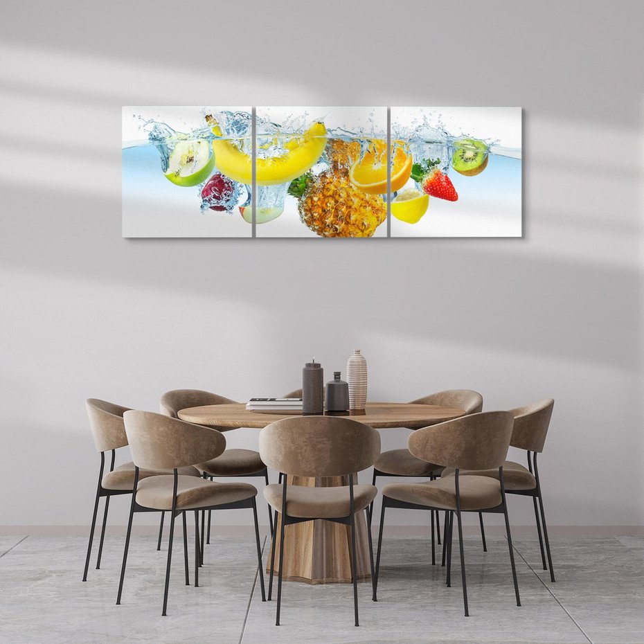 Obraz na płótnie 150x50 - Owoce w tropikalnym klimacie - owoce, woda