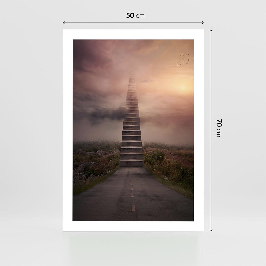 Plakat bez ramy 50x70 - Wędrówka po malowniczej drodze - droga, schody
