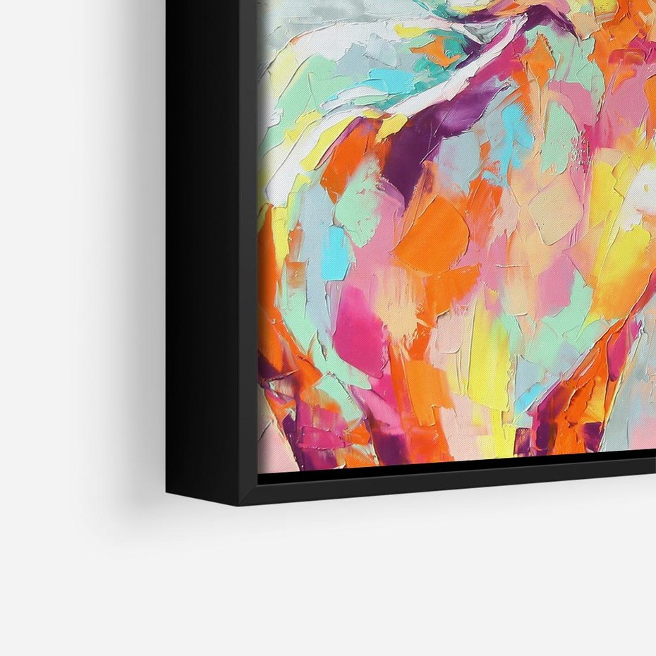 Obraz w ramie 50x50 - Impresje snów malarza - kolorowy olejny obraz, jeleń ryczący na rykowisku - rama czarna