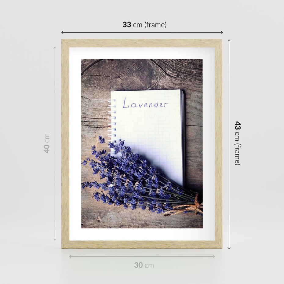 Plakat w ramie 30x40 - Lawendowa Magia - lawenda, fiolet - rama drewno