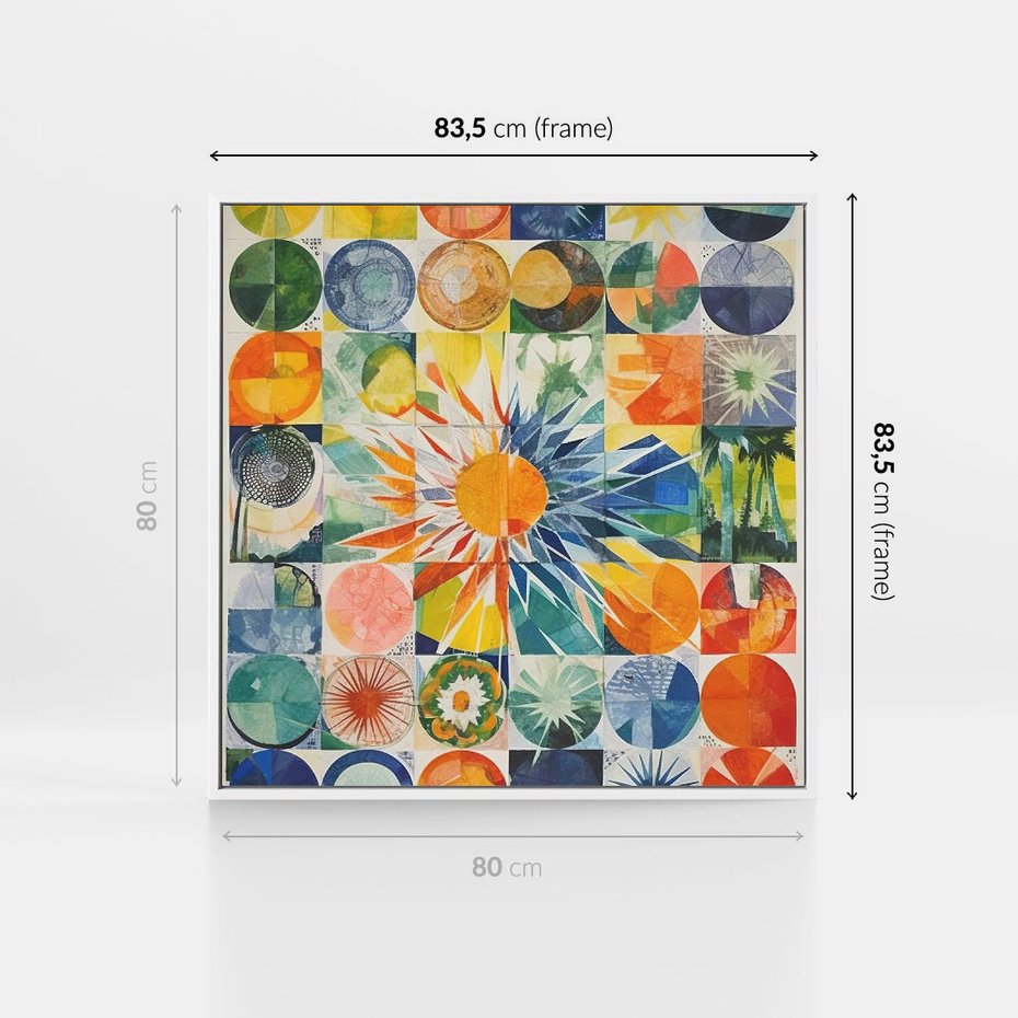 Obraz w ramie 80x80 - Rozkwitające Wzory Abstrakcji - abstrakcyjny obraz, mnogość kolorów - rama biała
