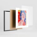 Plakat w ramie 40x50 - Nowoczesna Twarz - nowoczesna grafika, kolorowa twarz kobiety - rama czarna