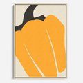 Obraz w ramie 50x70 - Migocące Formy - abstrakcyjny minimalistyczny obraz, żółta papryczka - rama drewno