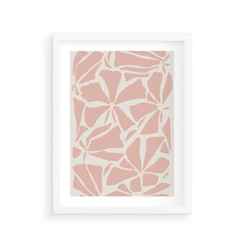 Plakat w ramie 40x50 - Akwarelowe Promienie - abstrakcyjne boho kwiaty, kompozycja - rama biała