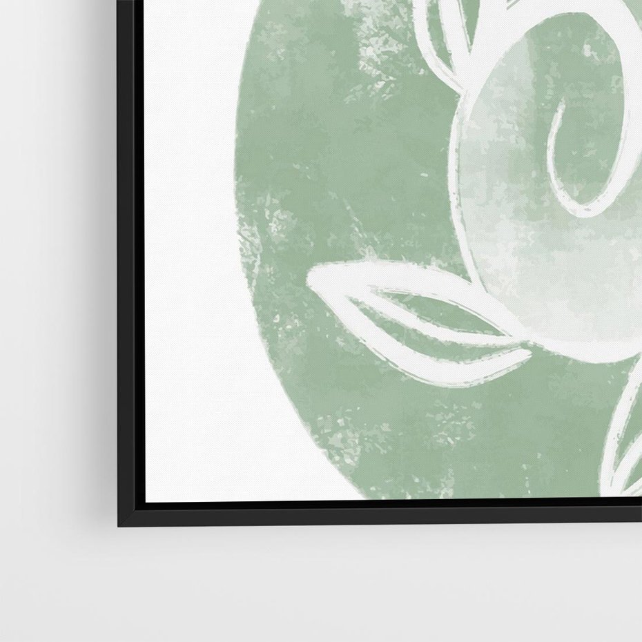 Obraz w ramie 50x50 - Zielony Świat Odpoczynku - abstrakcyjny zielony motyw, skandynawski design - rama czarna