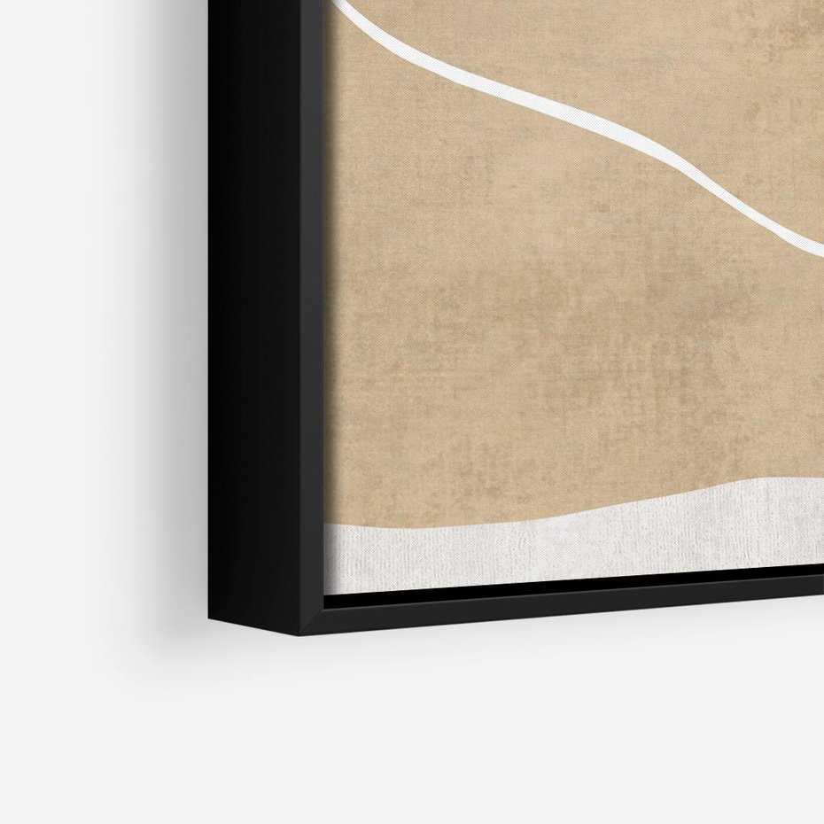 Obraz w ramie 50x50 - Beżowa Harmonia - abstrakcyjne, nieregularne plamy - rama czarna