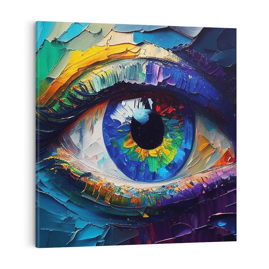 Obraz na płótnie 40x40 - Mistyka Tęczowego Oka - oko, obraz olejny