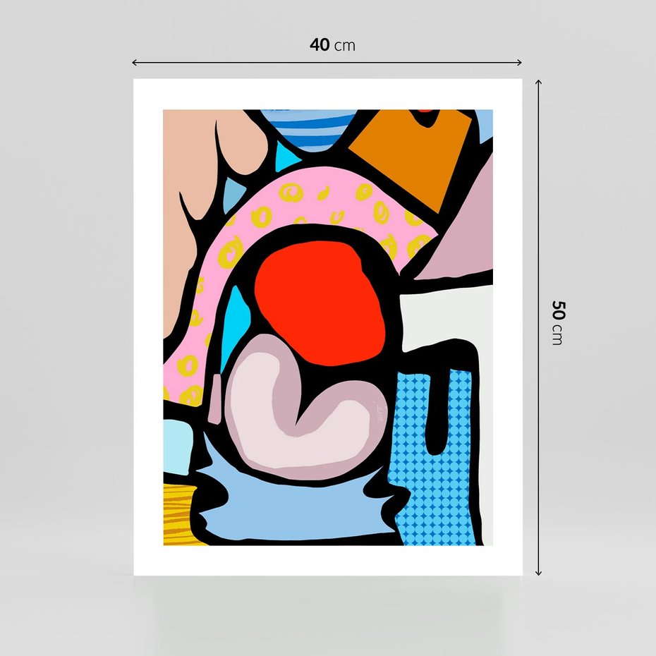 Plakat bez ramy 40x50 - Czarny Komiks - abstrakcyjne formy, komiksowy styl