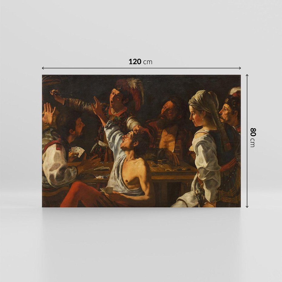 Obraz na płótnie 120x80 - Card and Backgammon Players (ok. 1595), Caravaggio - reprodukcja, obraz na płótnie