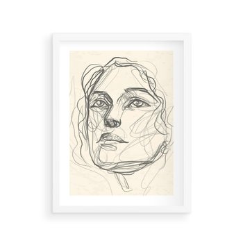 Plakat w ramie 30x40 - Konturem Uchwycone - plakat, minimalistyczny szkic - rama biała