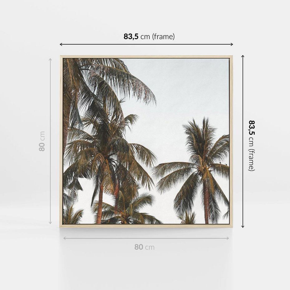 Obraz w ramie 80x80 - Palmy - tęsknota za Hawajami - palmy, Hawaje - rama drewno