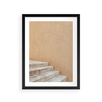 Plakat w ramie 30x40 - Schod w Beżu - schody, minimalizm - rama czarna