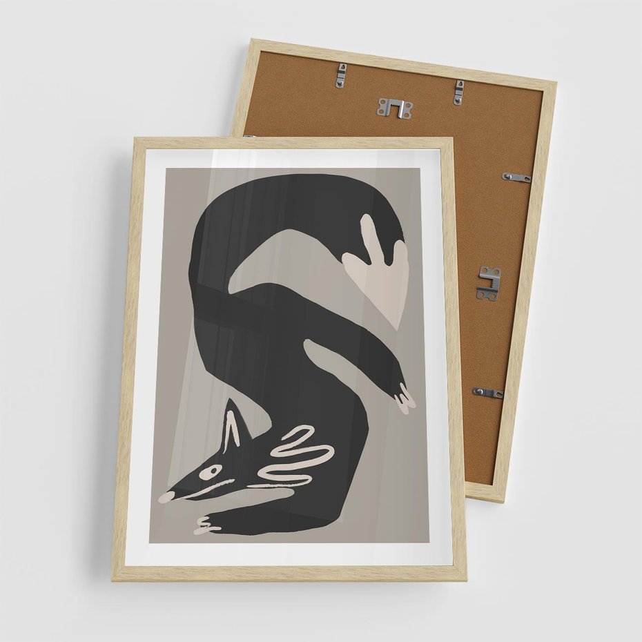 Plakat w ramie 50x70 - Ekspresja Skandynawskiego Światła - skandynawska sztuka, lis - rama drewno