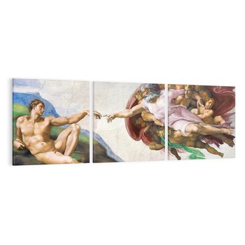 Obraz na płótnie 150x50 - "Stworzenie Adama" Michał Anioł - Reprodukcja - reprodukcja, obraz na płótnie