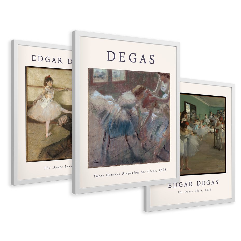 Zestaw obrazy w ramie 30x40 galeria - Degas, impresjonizm, baletnice - rama biała