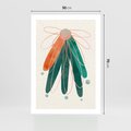Plakat bez ramy 50x70 - Energetyczna Harmonia Kwiatów - akwarelowe abstrakcyjne kształty, zieleń i pomarańcz