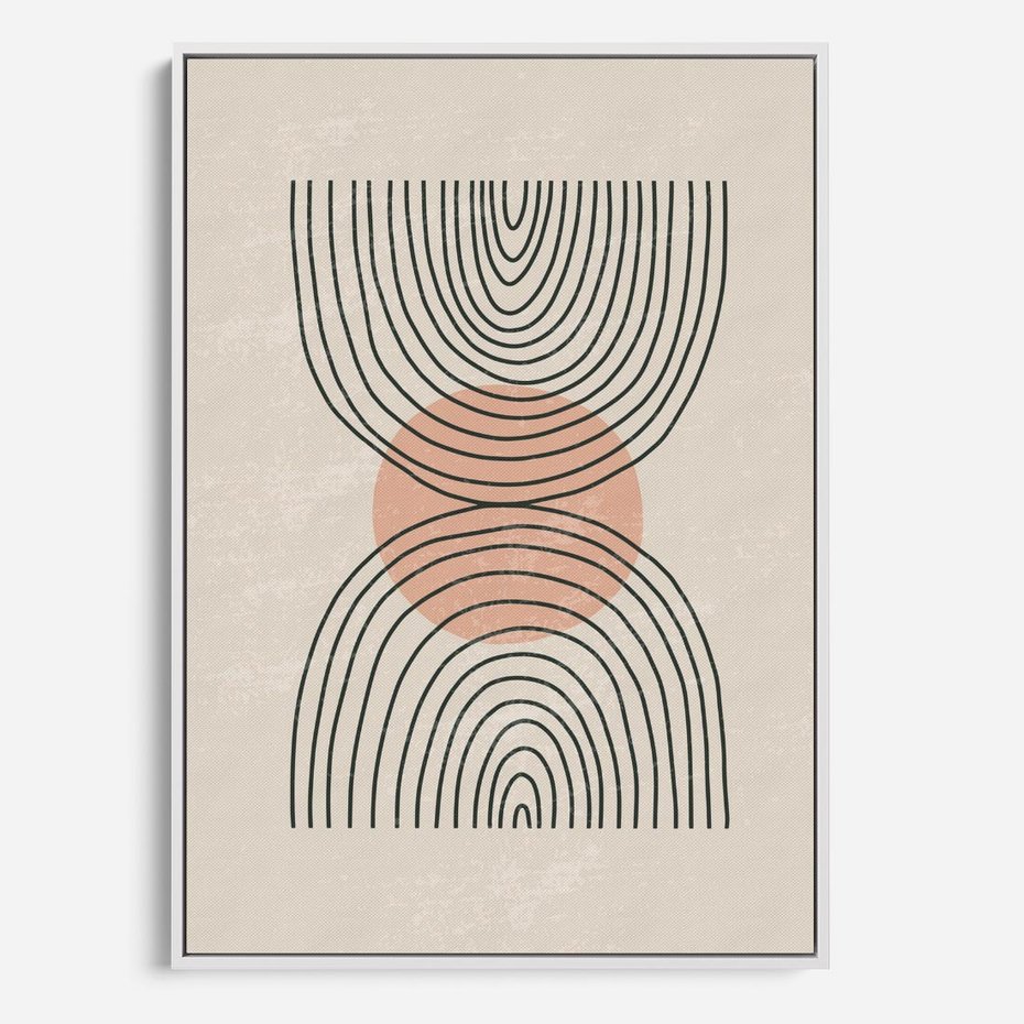 Obraz w ramie 70x100 - Nowy Rytuał - abstrakcyjna sztuka, boho kształty - rama biała