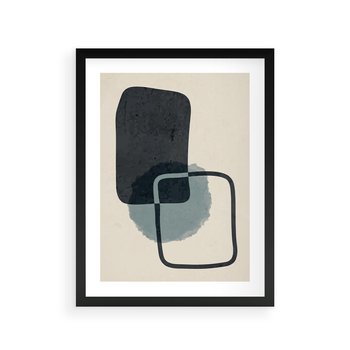 Plakat w ramie 30x40 - Migotliwe Refleksje - abstrakcyjne nieregularne kształty, minimalistyczny plakat - rama czarna