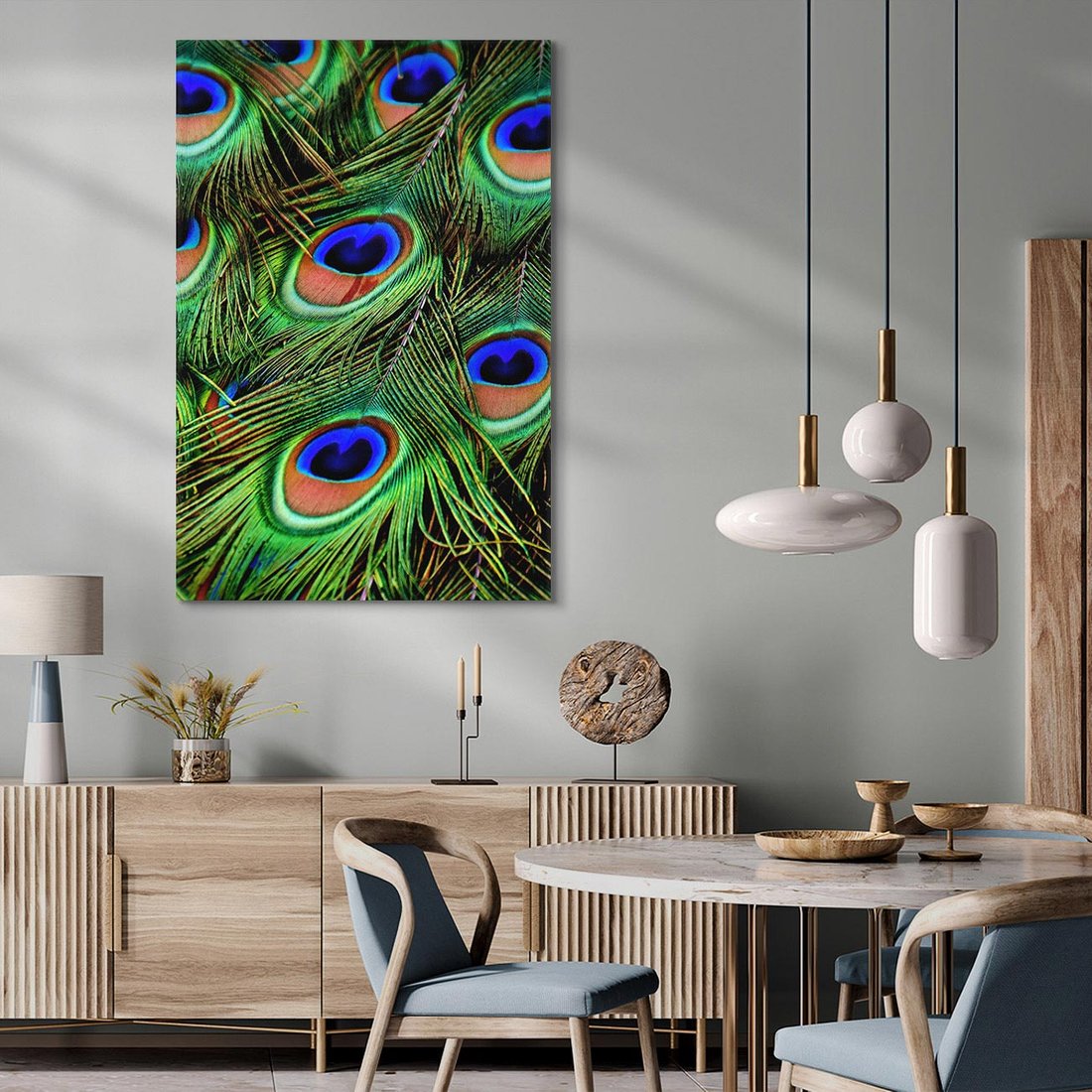 Obraz na płótnie 70x100 - Pawi Ogon - Piękno i Wspaniałość - paw, pióra