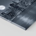 Obraz na płótnie 50x50 - Księżyc nad miastem nocą - księżyc, miasto
