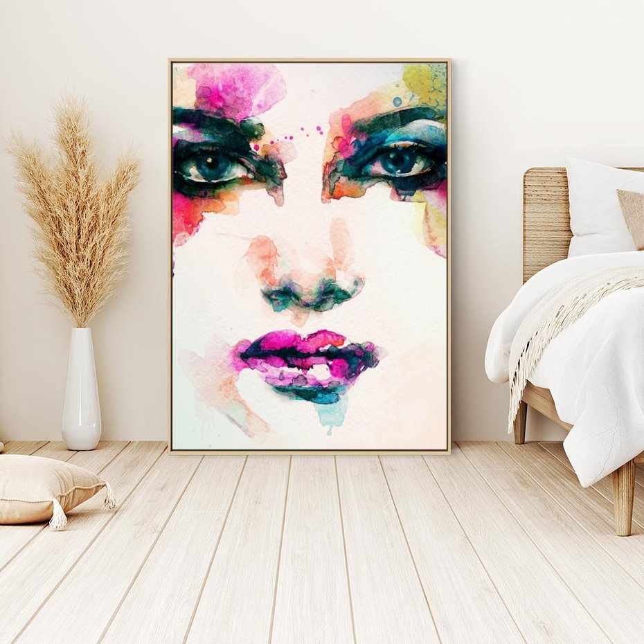 Obraz w ramie 80x120 - Kobieta Abstrakcja Twarz - kobieta, abstrakcja - rama drewno