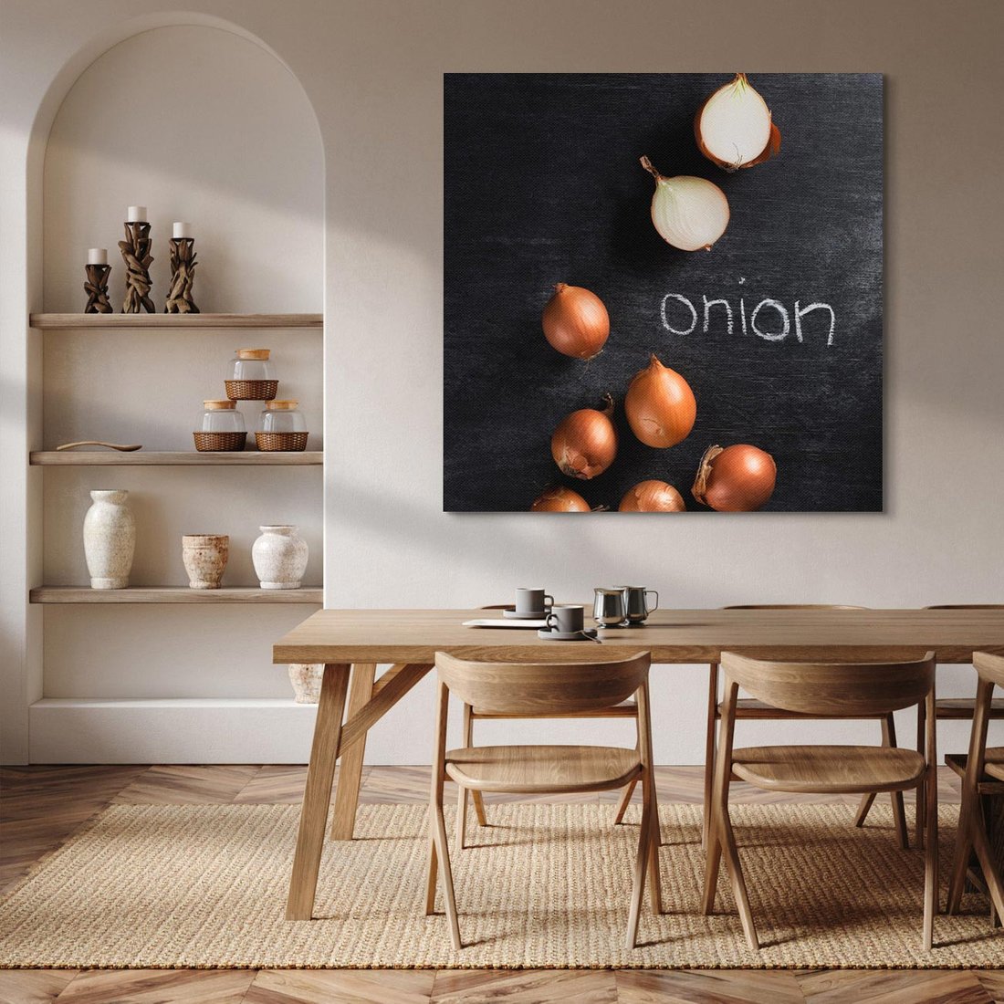 Obraz na płótnie 70x70 - Aromatyczne Inspiracje - cebula, kuchnia