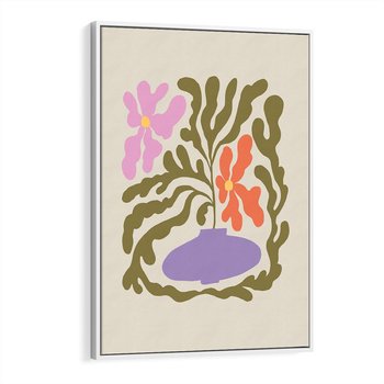 Obraz w ramie 50x70 - Kolorowe Echa - kwiaty, abstrakcja - rama biała