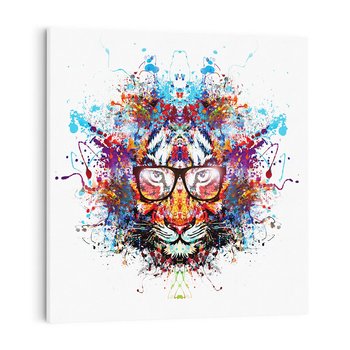 Obraz na płótnie 50x50 - Tygrys w graficznej oprawie - tygrys, grafika
