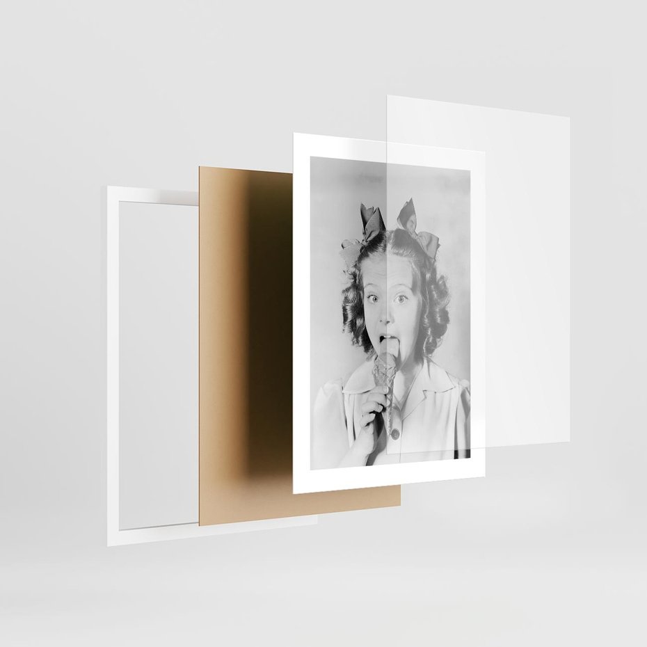 Plakat w ramie 30x40 - Pyszny Deser - retro zdjęcie, czarno białe - rama biała