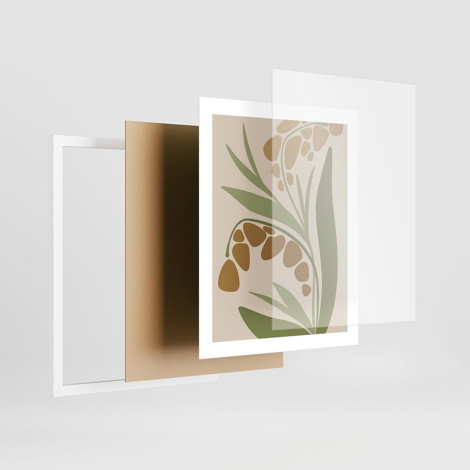 Plakat w ramie 40x50 - Minimalizm z Roślinami - nowoczesny plakat, roślinność - rama biała