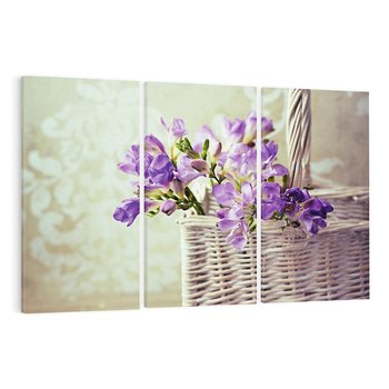 Obraz na płótnie 120x80 - Kwiatowy koszyk - kwiaty, koszyk