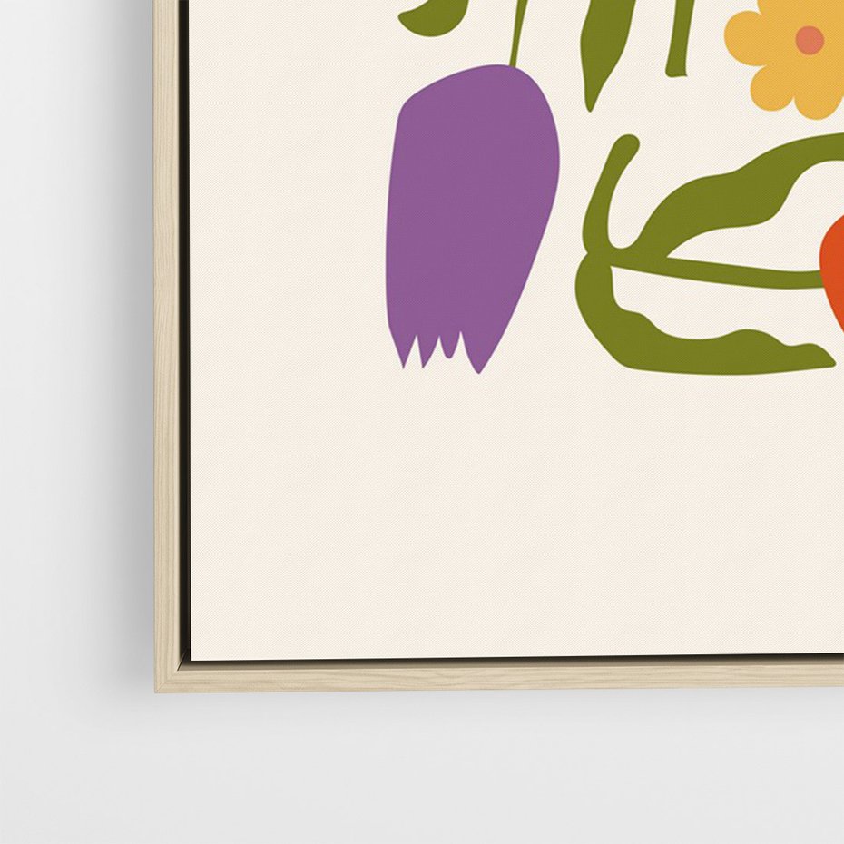 Obraz w ramie 50x70 - Minimalistyczna Harmonia - kwiaty, sztuka nowoczesna - rama drewno