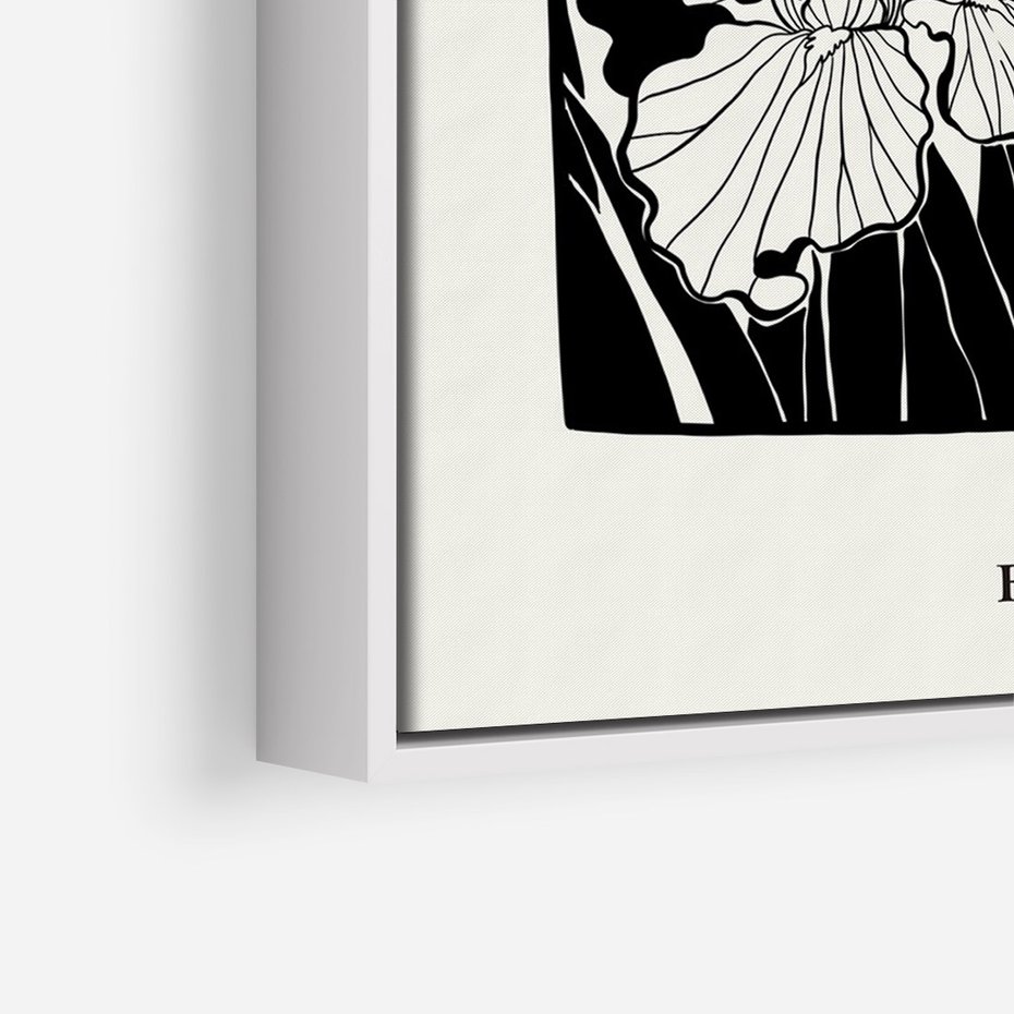 Obraz w ramie 80x120 - Spojrzenia na szkicowaną przeszłość - kwiaty, typografia - rama biała