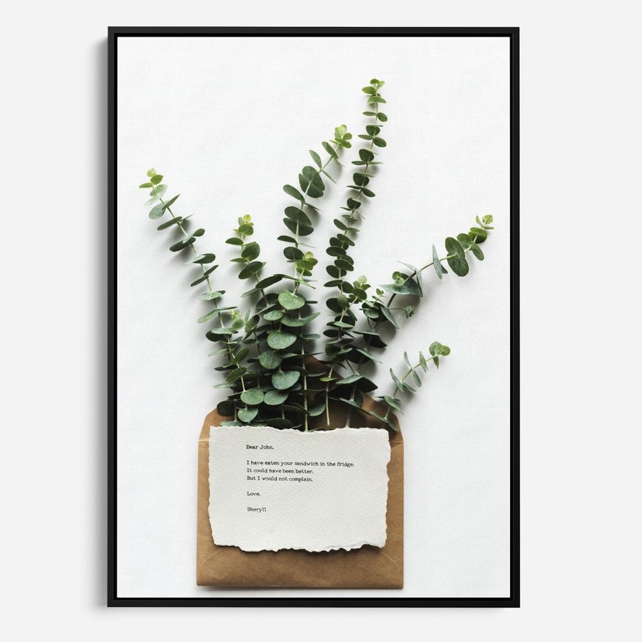 Obraz w ramie 50x70 - Eukaliptusowa harmonia - eukaliptus, liście - rama czarna