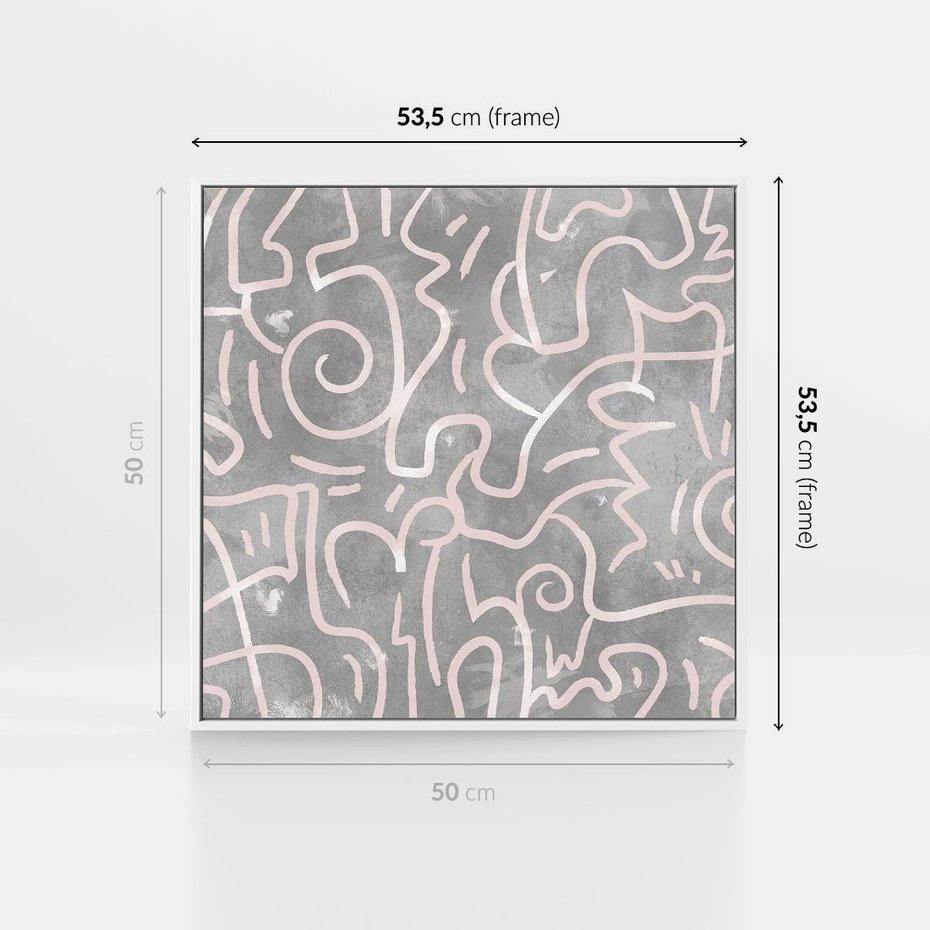 Obraz w ramie 50x50 - Sploty odblasków i zawirowań - abstrakcyjne rysunki, wzorek - rama biała