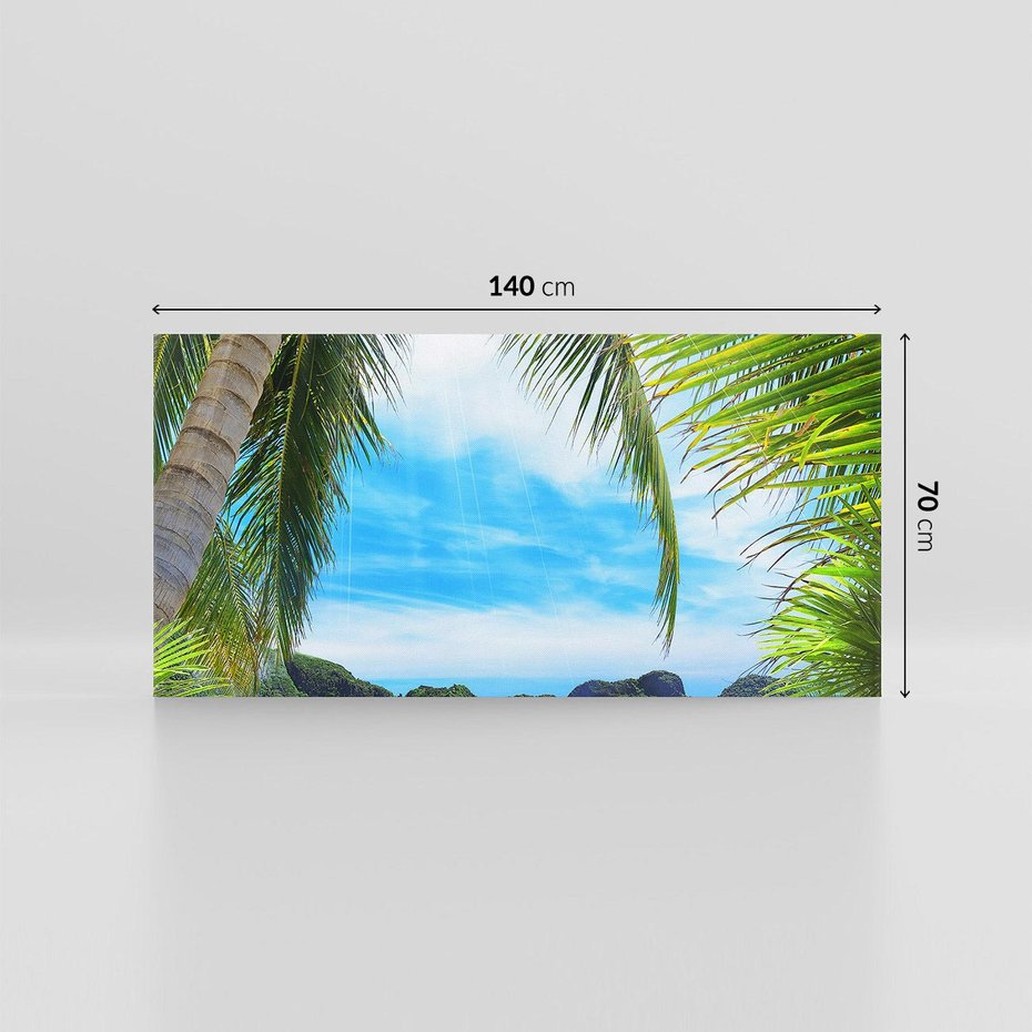 Obraz na płótnie 140x70 - Palmy tańczące na tropikalnej plaży - palmy, plaża