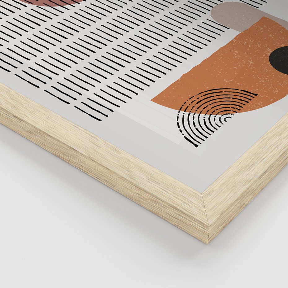 Zestaw obrazy w ramie 50x70 galeria - Geometryczne, figury, boho - rama drewno