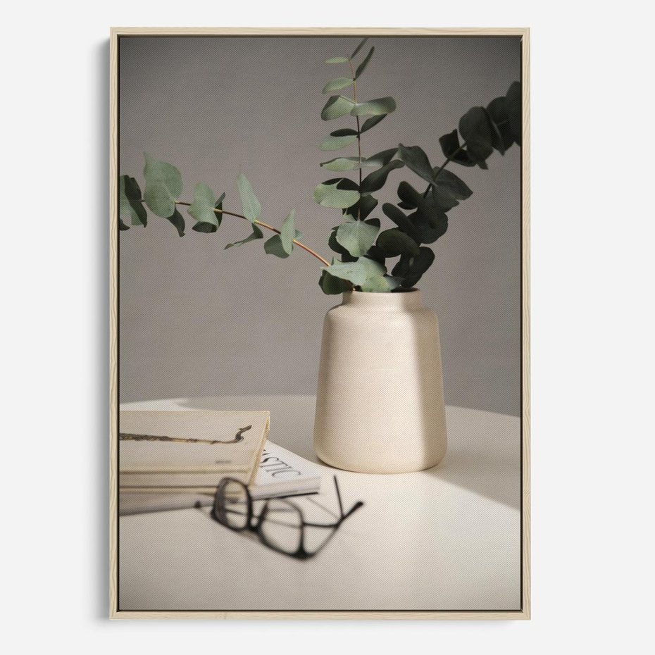 Obraz w ramie 50x70 - Eukaliptusowe liście w okularach - liście, eukaliptus - rama drewno