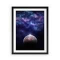 Plakat w ramie 50x70 - Kosmos - Ziemia i Księżyc - kosmos, ziemia - rama czarna
