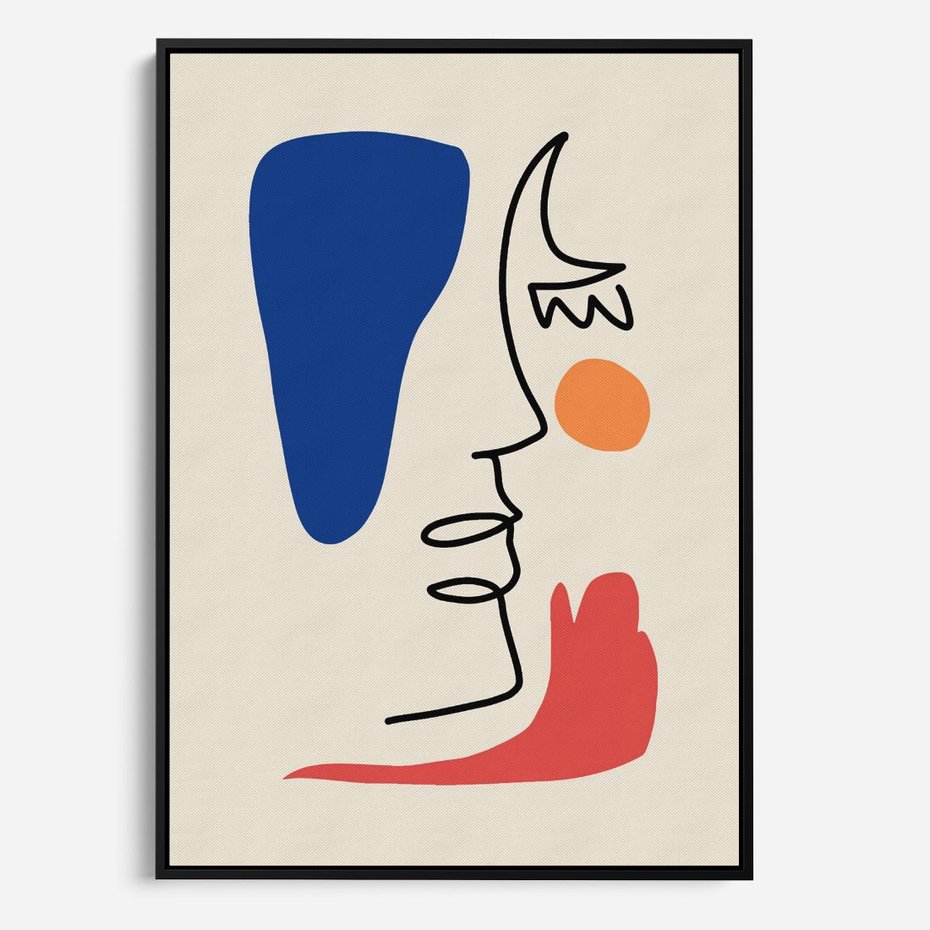 Obraz w ramie 70x100 - Rozbijające Symfonie Form - abstrakcyjny obraz, przypomina twarz - rama czarna