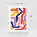 Plakat w ramie 30x40 - Abstrakcyjne Dialogi - abstrakcyjny kolorowy obraz, kolorowe linie - rama biała