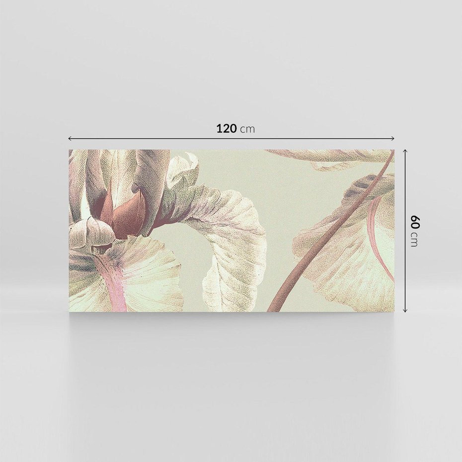 Obraz na płótnie 120x60 - Przenikanie światów barw - kwiaty vintage, tropikalne rośliny