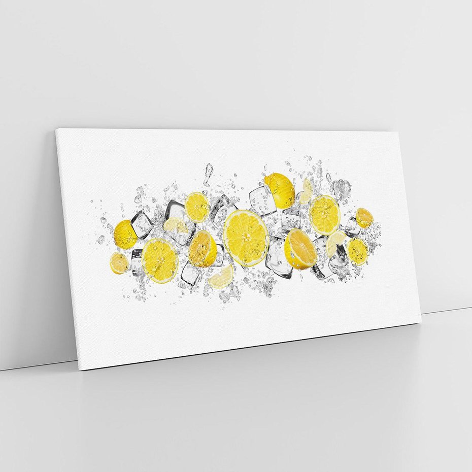 Obraz na płótnie 100x50 - Odkryj świeżość - lód, cytryny