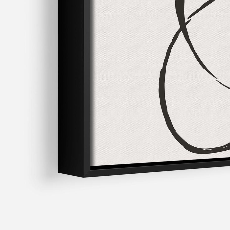 Obraz w ramie 50x50 - Modernistyczne Refleksje - abstrakcyjne szkicowane linie, minimalizm - rama czarna