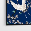 Obraz w ramie 100x70 - Japońskie Żurawie Indygo - sztuka japońska, japonia - rama czarna